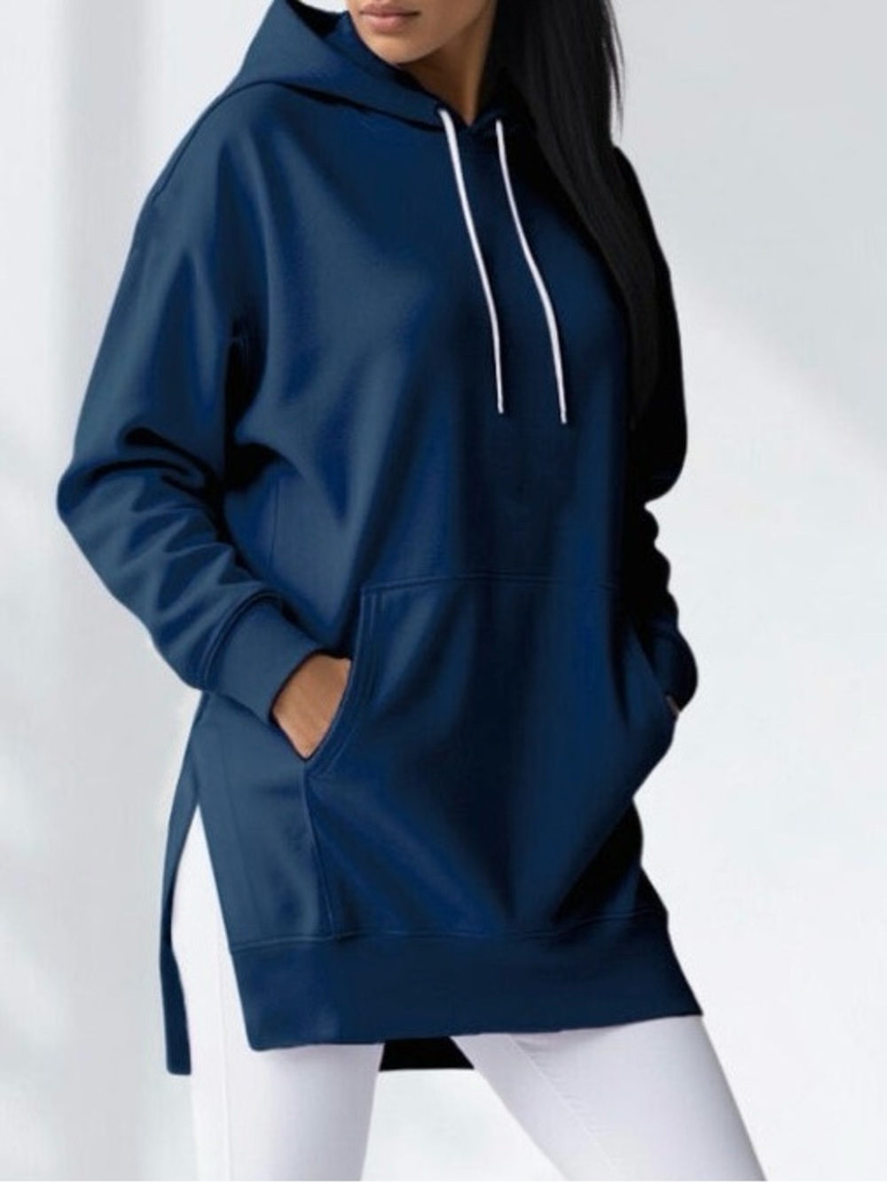 The Warmy Women's Navy Oversized Hoodie Dress with Kangaroo Pocket M New in Bag